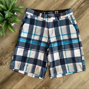 OP FLEX 4 Way Stretch Plaid Board Shorts Size 30